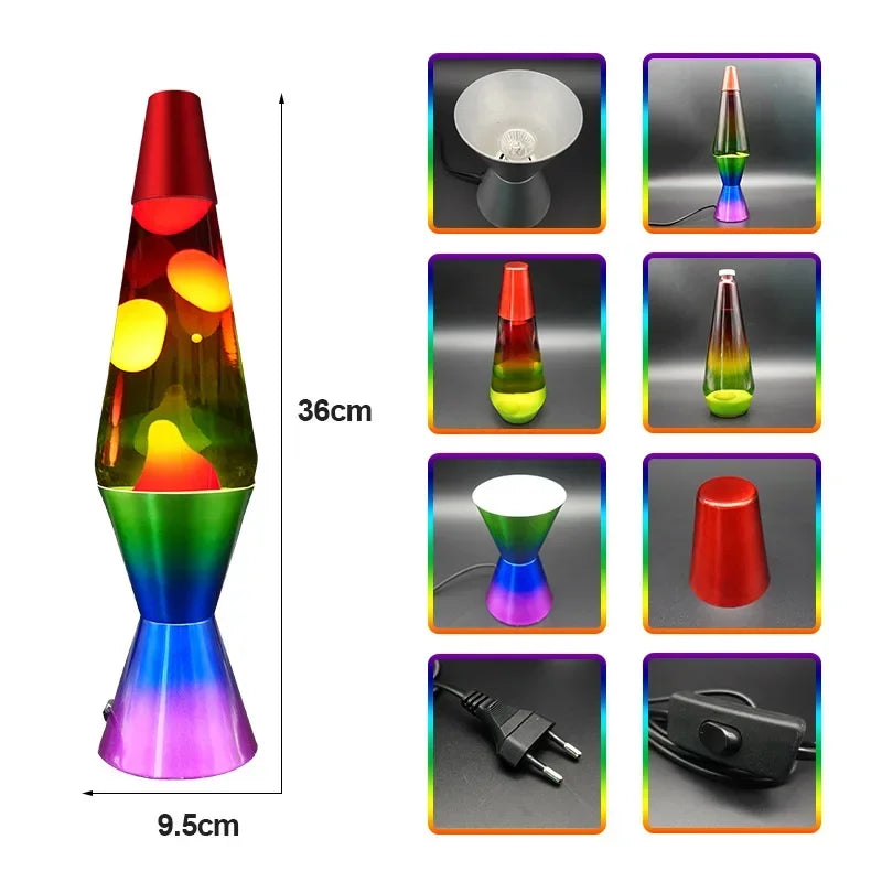 Modern Rainbow Glass Rocket Lava Lamp – LED Mini Night Light