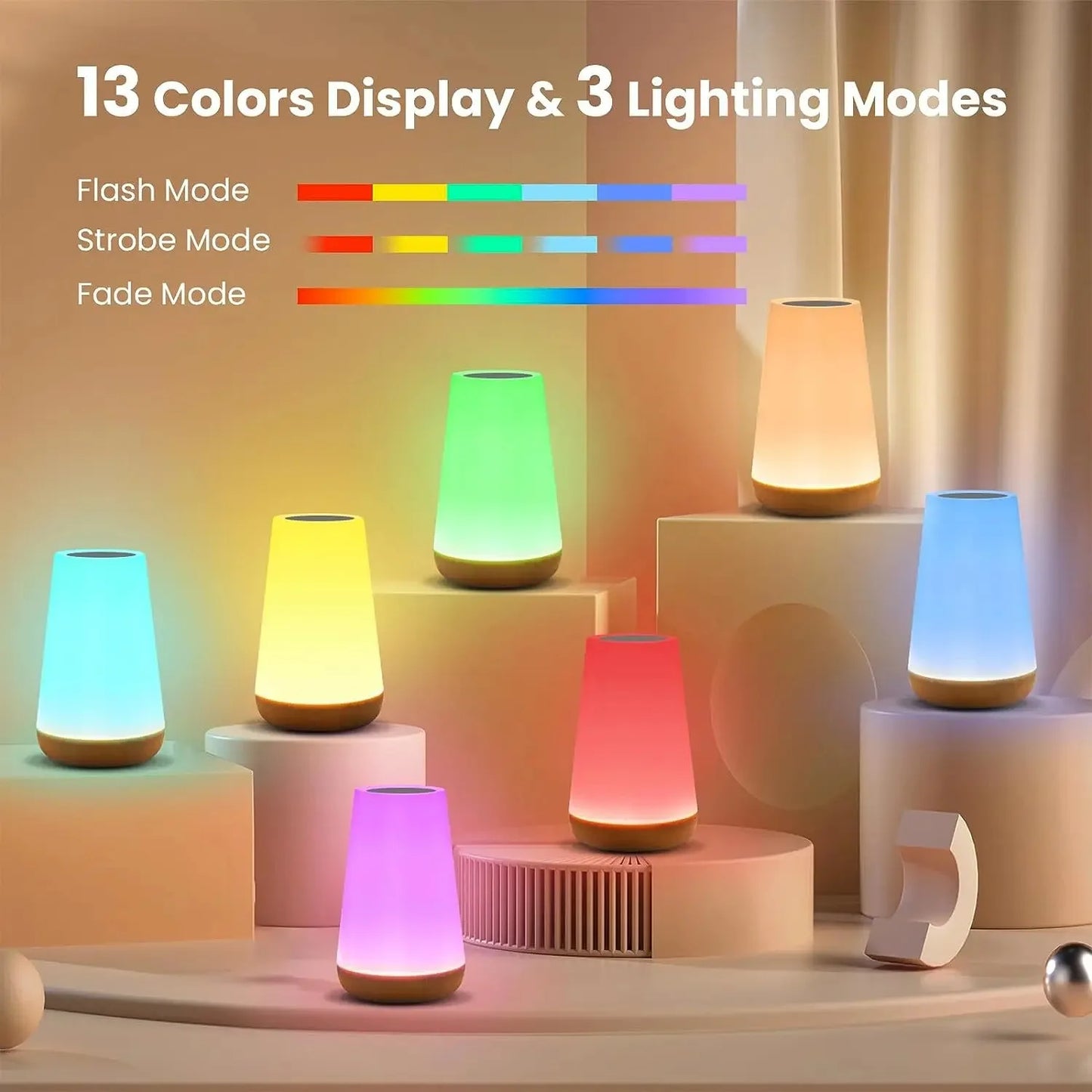 Mood Lighting Pro – 13-Color RGB Table Lamp, Remote & Touch