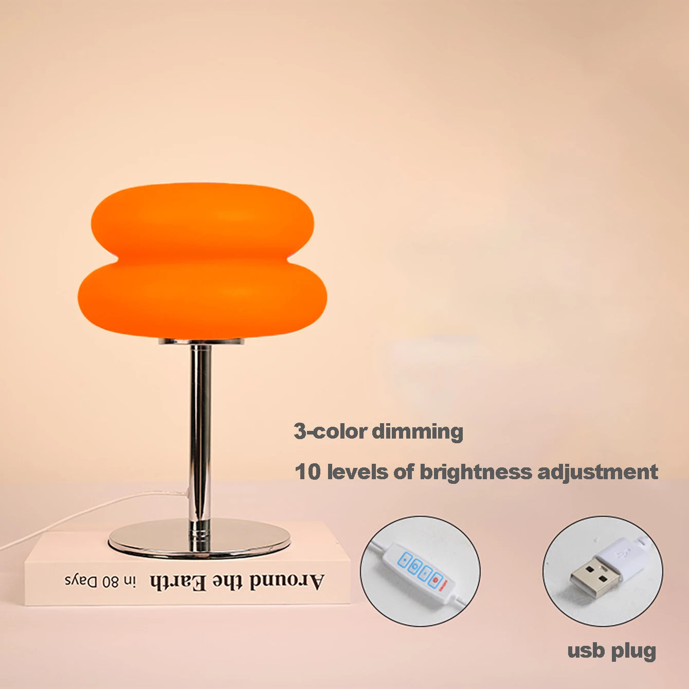 Table lamp bedroom room lamps  USB Plug LED mushroom table lamp Living room dining room ambient lighting(Not glass)