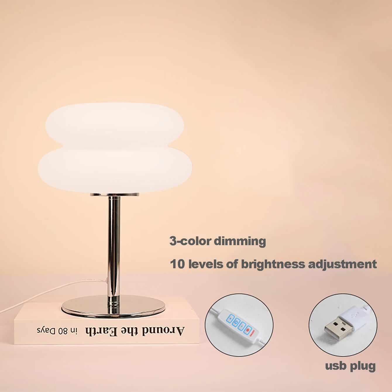 Table lamp bedroom room lamps  USB Plug LED mushroom table lamp Living room dining room ambient lighting(Not glass)