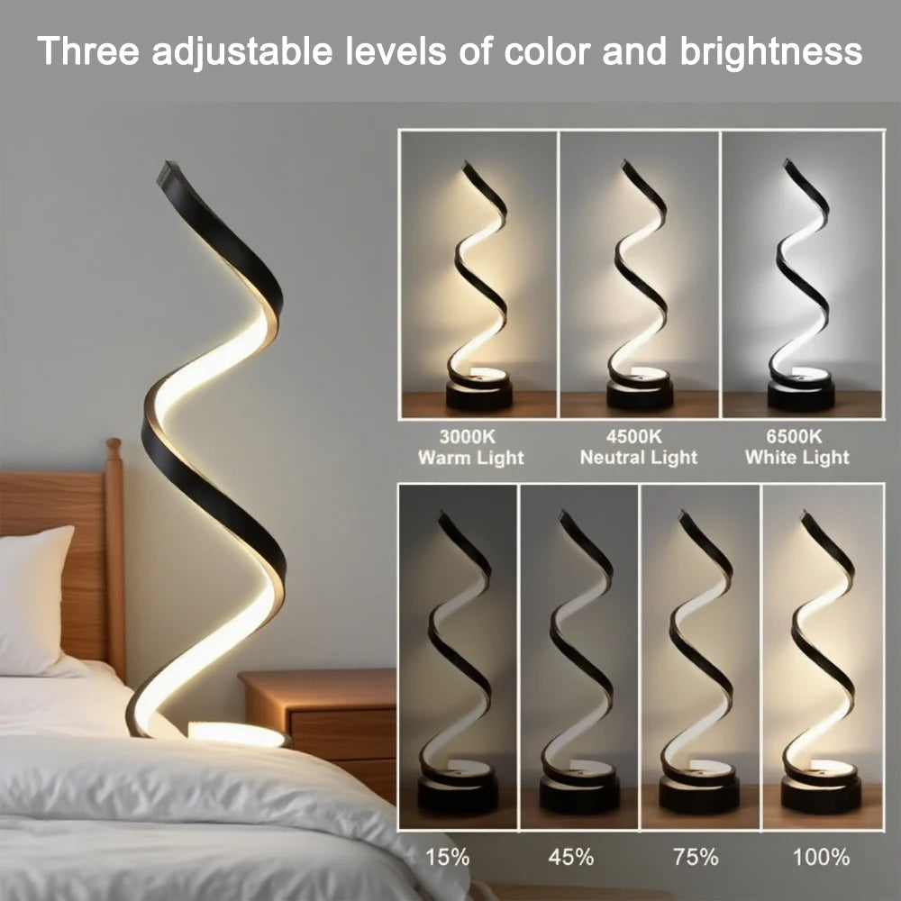 LED spiral dimmable table lamp suitable for living room bedroom study adjustable brightness bedside lamp for office and home use