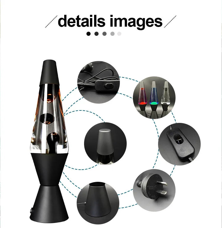 Modern Rainbow Glass Rocket Lava Lamp – LED Mini Night Light