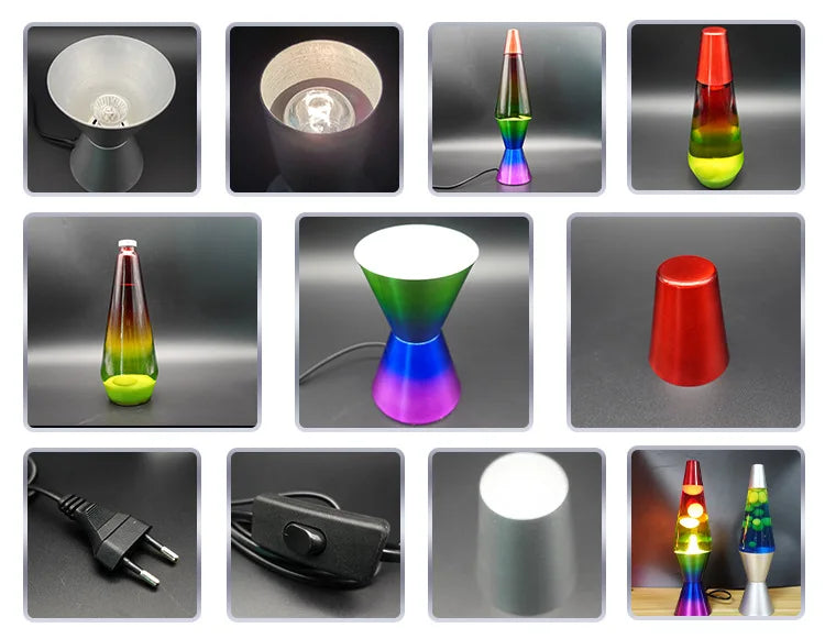 Modern Rainbow Glass Rocket Lava Lamp – LED Mini Night Light
