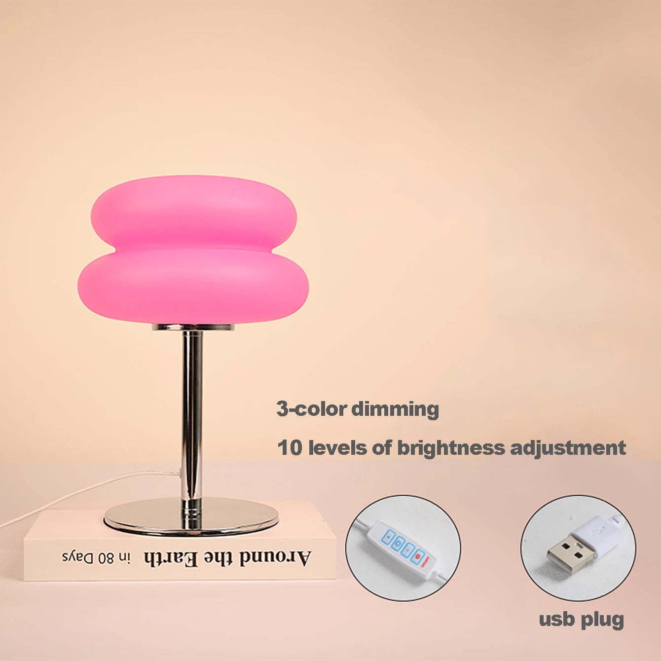Table lamp bedroom room lamps  USB Plug LED mushroom table lamp Living room dining room ambient lighting(Not glass)