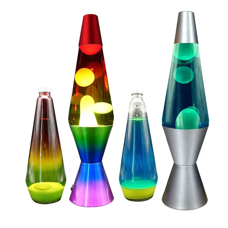 Modern Rainbow Glass Rocket Lava Lamp – LED Mini Night Light